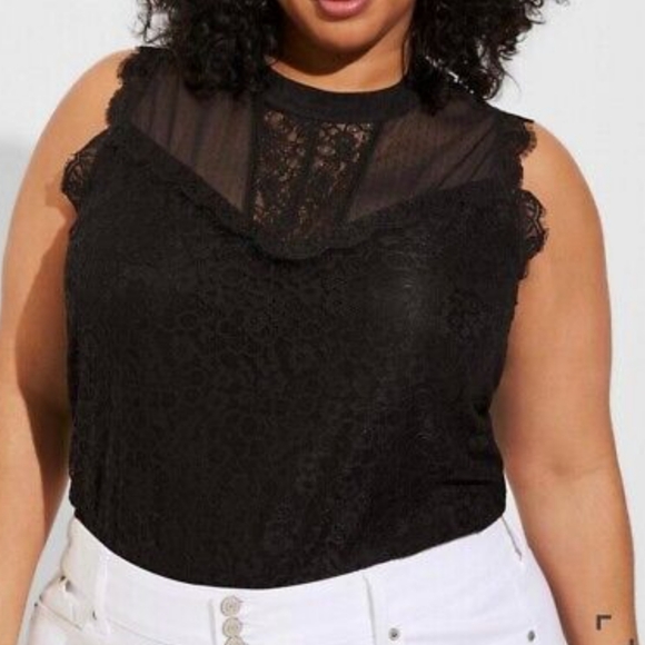 torrid Tops - Torrid Black Lace Mock Neck Top